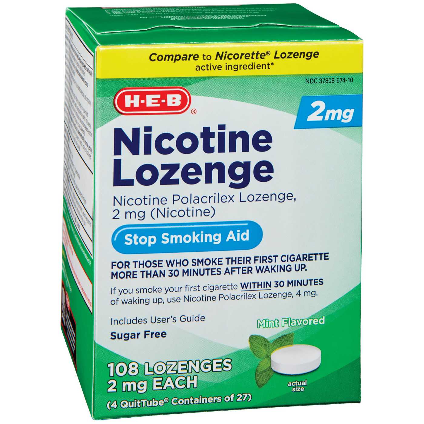 H‑E‑B heb Mint Flavor - Nicotine Lozenge Stop Smoking Aid - 2mg 108ct.