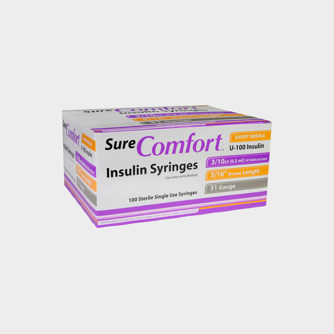 Sure Comfort 30 Gauge 0.3 cc 5/16 in Insulin Syringes - 100 ea 24-6003