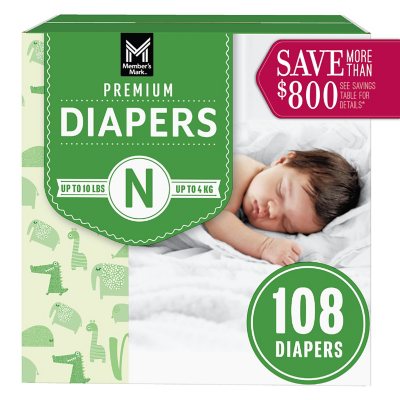 Member's Mark Premium Baby Diapers – Hypoallergenic, Ultra-Soft, Leak Protection (Sizes Newborn–7)