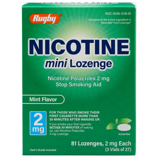 Rugby Nicotine Polacrilex Mini Lozenge Stop Smoking Aid 2 mg