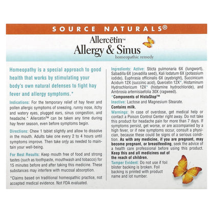 Source Naturals Allercetin, Homeopathic - 48 Tablets
