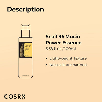 COSRX Advanced Snail 96 Mucin Power Essence – 100ml Hydrating & Repairing Korean Skincare Serum