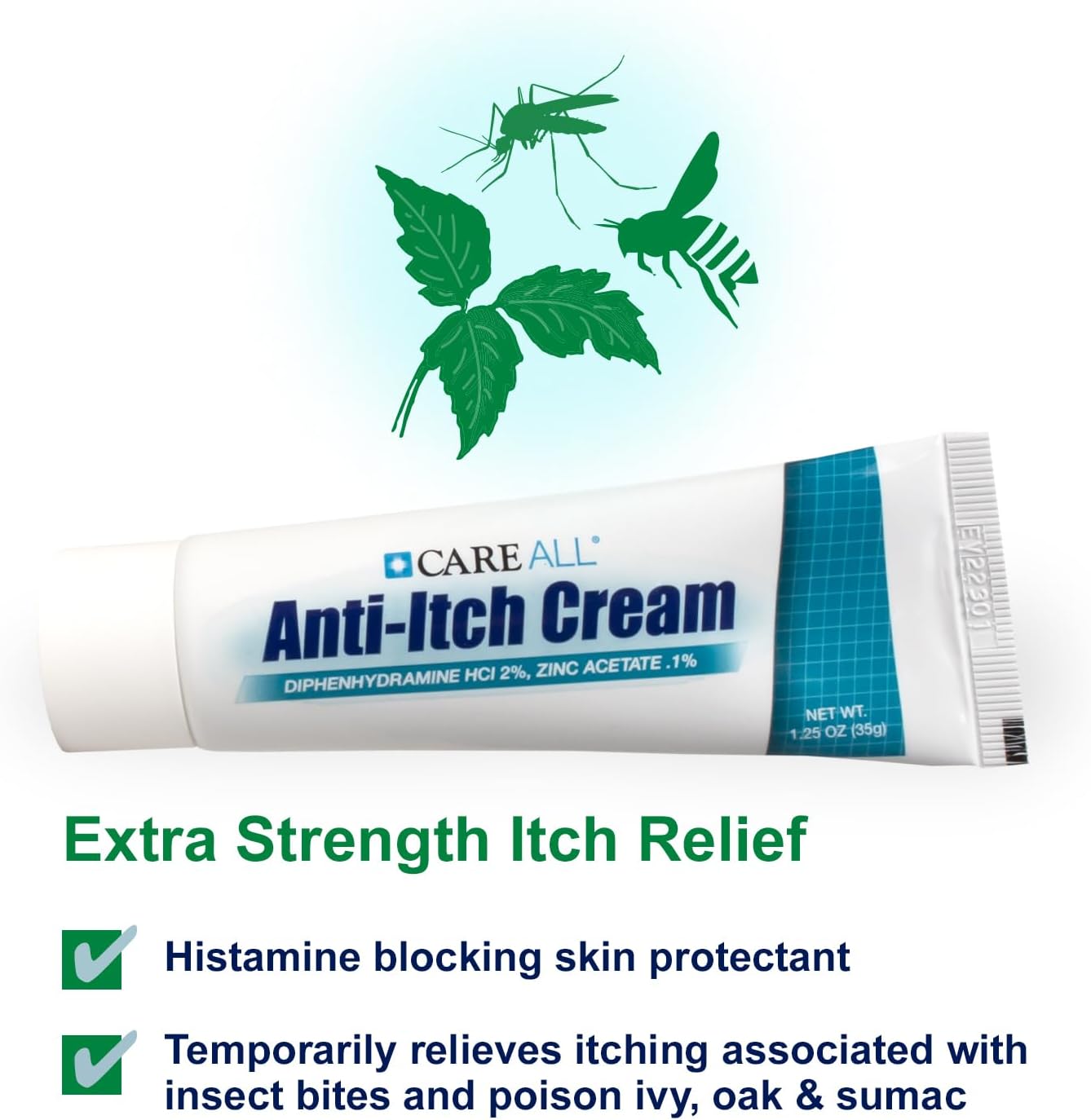 CareAll Anti-Itch Cream 1.25oz Histamine Blocking, Diphenhydramine HCI 2%