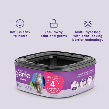 Litter Genie Easy Roll Refill Cartridge – Ultimate Odor Control for Cat Litter Disposal – 1 Count