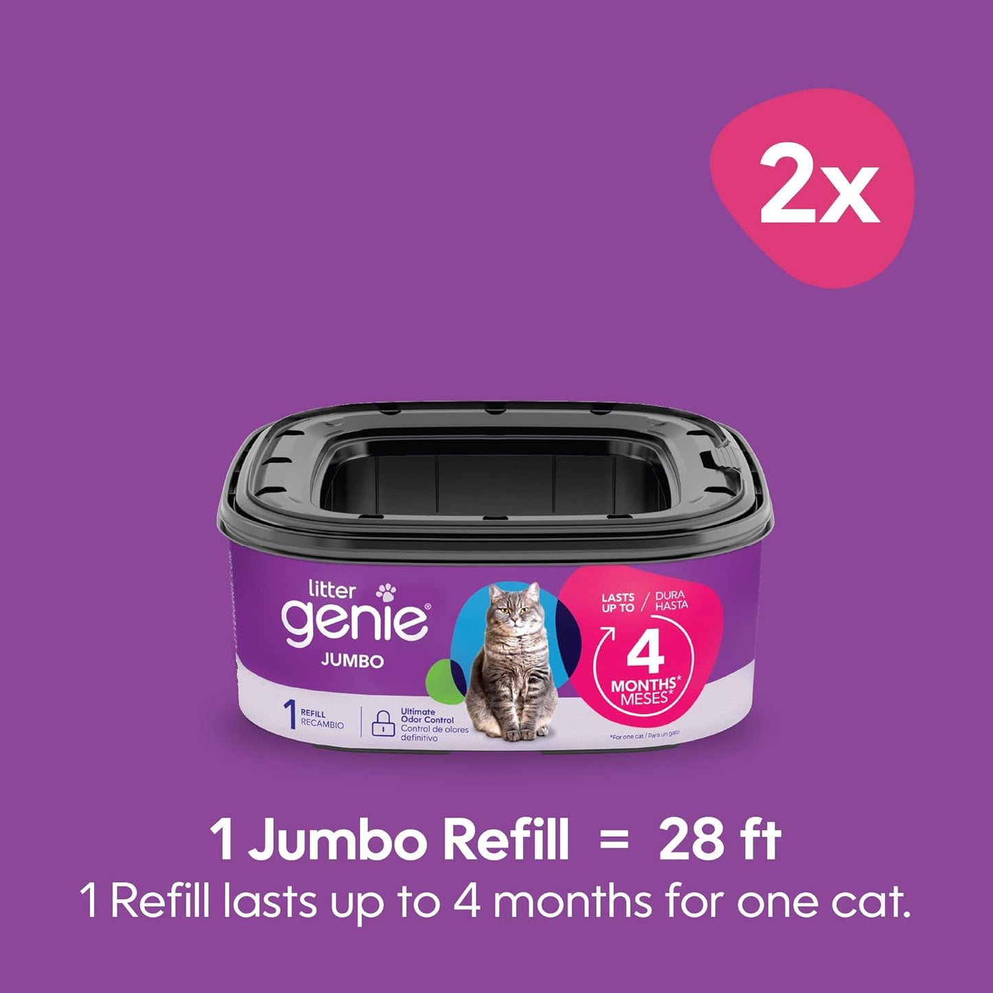 Litter Genie Easy Roll Refill Cartridge – Ultimate Odor Control for Cat Litter Disposal – 1 Count