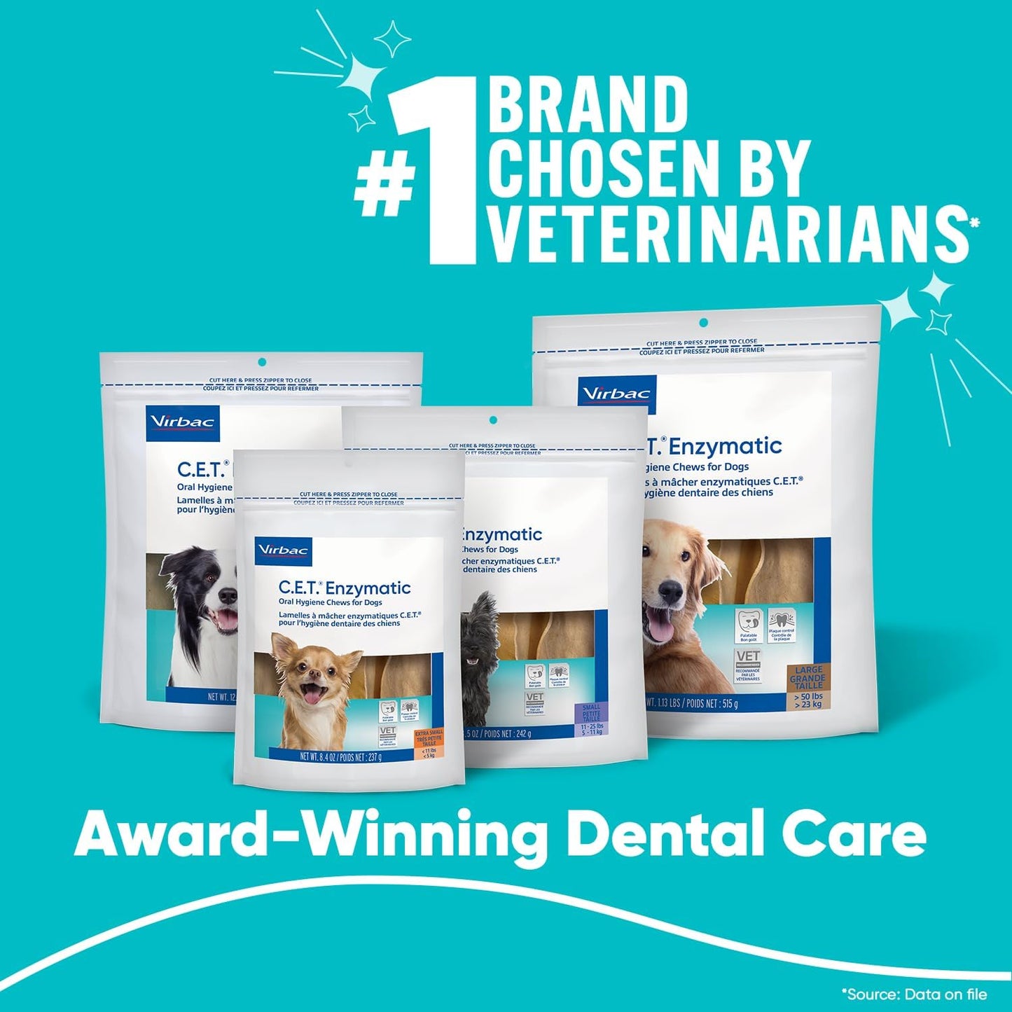 Virbac C.E.T. Enzymatic Oral Hygiene Chews for Large Dogs – 30 Count