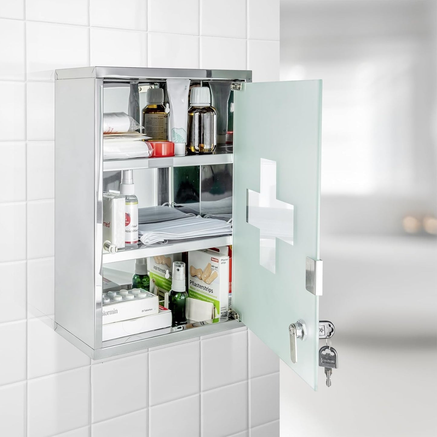 WENKO Medicine Cabinet with Lock
