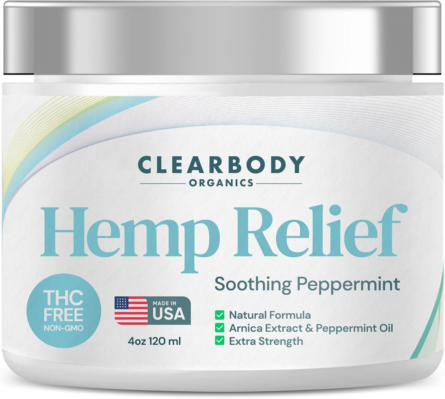 Clearbody Organics - USA Made Hemp Cream Maximum Strength 4 oz - Soothe Discomfort in Back, Muscles, Joints, Neck, Shoulder, Knee, Nerves - Natural Peppermint and Soothing Arnica Extract