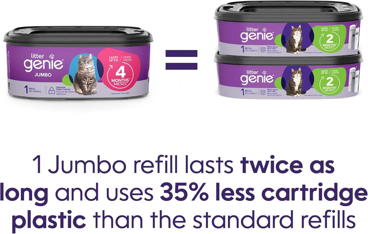 Litter Genie Easy Roll Refill Cartridge – Ultimate Odor Control for Cat Litter Disposal – 1 Count