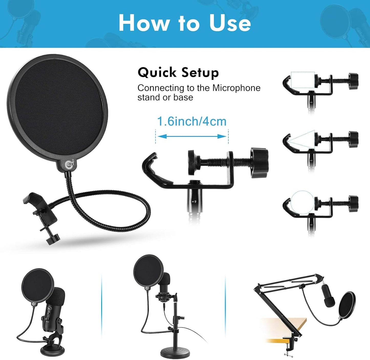 Bee Life 360° Gooseneck Microphone with Stabilization – Ideal for Broadcasting & Recording