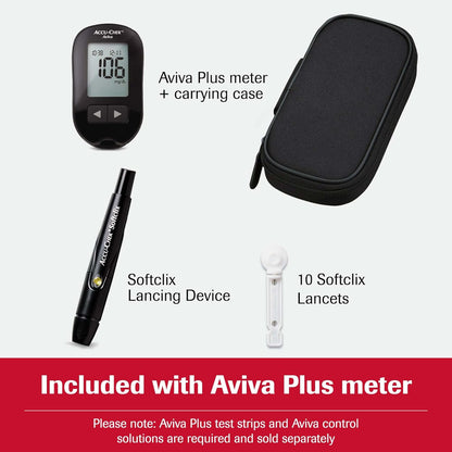 Accu-Chek Aviva Diabetes Test Kit for Diabetic Blood Glucose Monitoring: Aviva Plus Meter, Softclix Lancing Device, and 10 Softclix Lancets