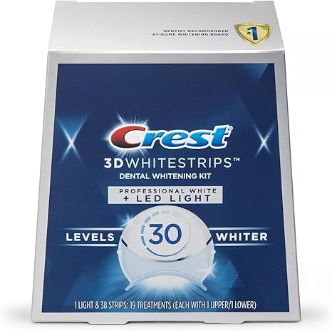 Crest 3D Whitestrips Professional White with Hydrogen Peroxide + LED Light Teeth Whitening Kit - 19 Treatments