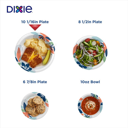 Dixie 10-Inch Large Disposable Paper Plates – 204 Count, 2X Stronger, Microwave-Safe
