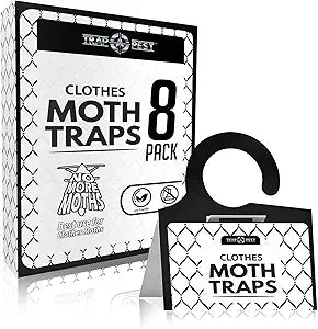 TRAP A PEST Clothing Moth Traps - 8 Pack - Non Toxic Moth Traps for Clothes with Pheromone Attractant - Odorless Sticky Traps for Closet, Carpets