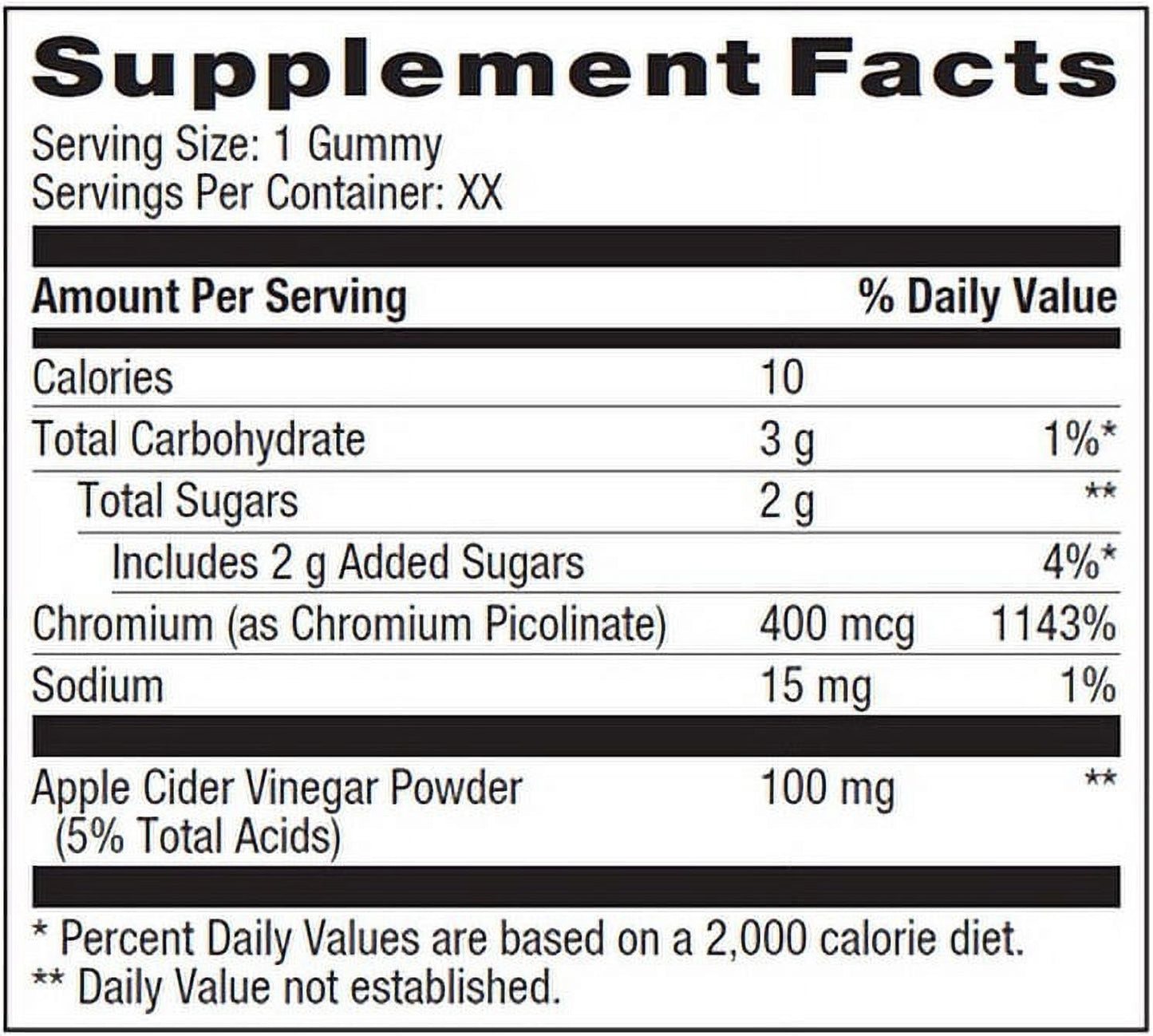 Apple Cider Vinegar Weight Management Gummies – 400mcg, 60 Count