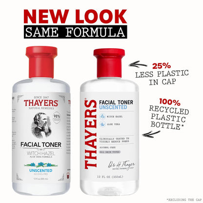Thayers Alcohol-Free Witch Hazel Toner – Unscented, 12 oz Gentle Face Toner with Aloe Vera