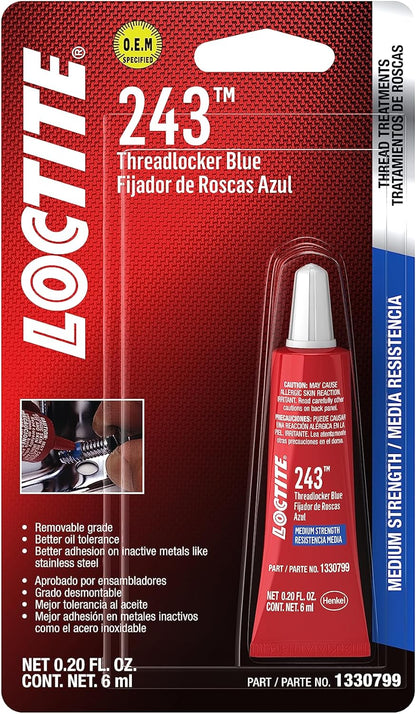 Loctite 243 Medium Strength Threadlocker – 6ml Blue Oil-Tolerant Adhesive for Metal Fasteners