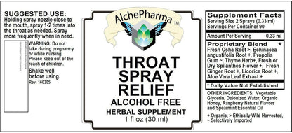 Throat Spray Relief w/Organic and Wild Crafted Herbs/Natural Raspberry