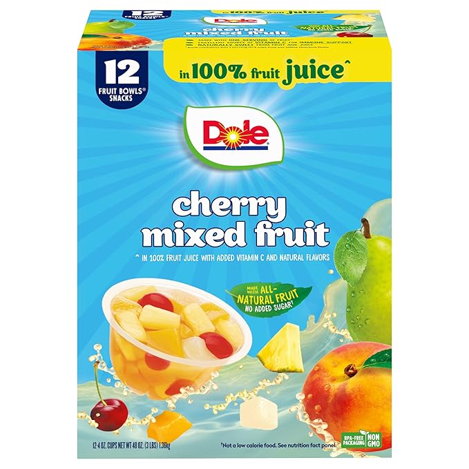 Dole Cherry Mixed Fruit in 100% Juice – 12 Pack of 4oz Cups