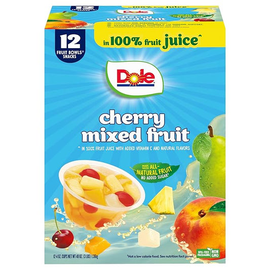 Dole Cherry Mixed Fruit in 100% Juice – 12 Pack of 4oz Cups