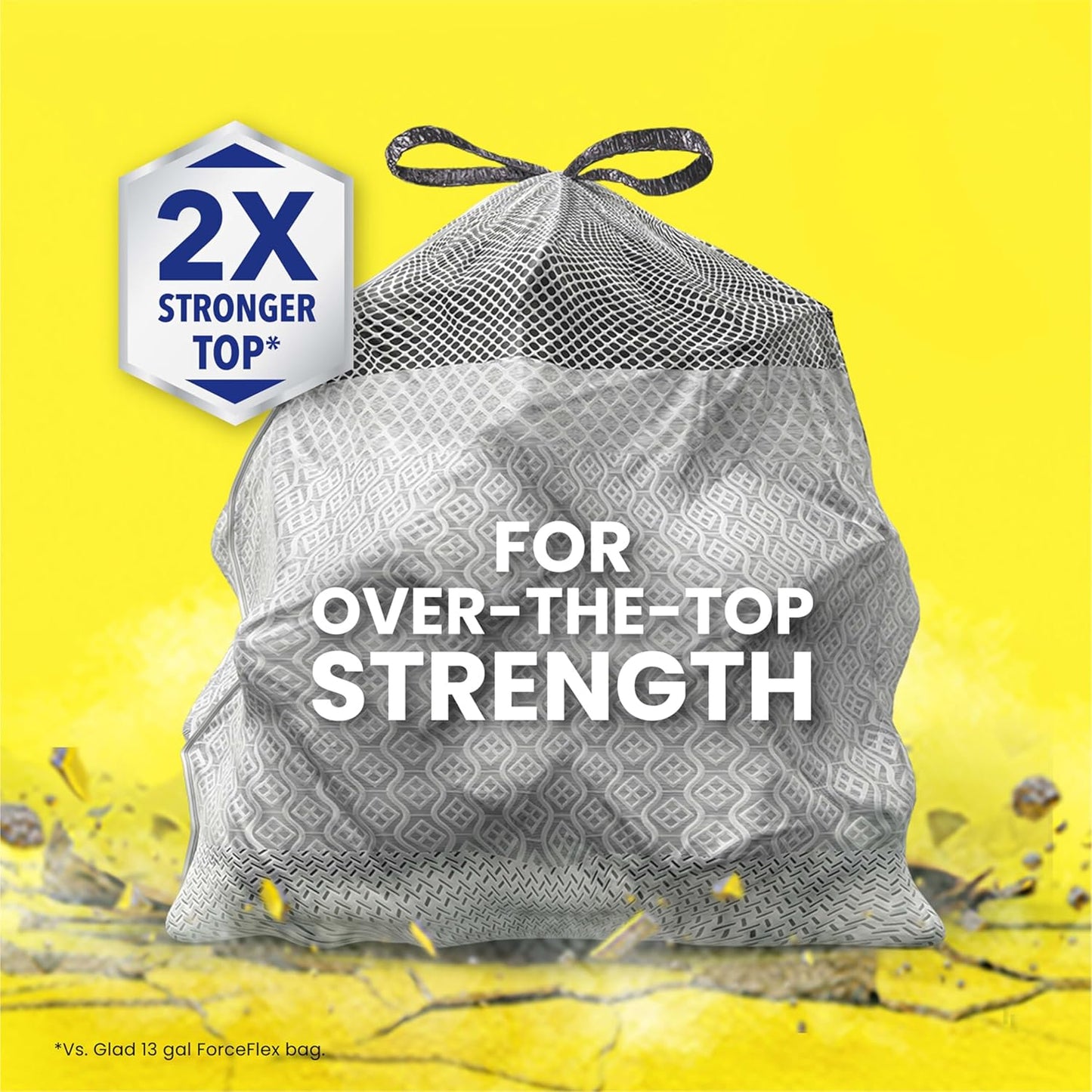 Glad ForceFlex MaxStrength 50-Gallon Trash Bags – X-Large Drawstring Bags with Febreze Freshness (20 Count)