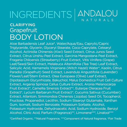 WHOLESALE ANDALOU NATURALS CLARIFYING GRAPEFRUIT BODY LOTION 8 OZ - 48 PIECE LOT