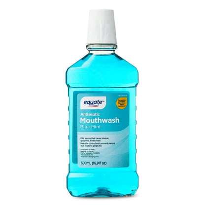 Equate Antiseptic Mouthwash Blue Mint Twin Pack - 2 x 1.5L (50.7 fl oz) - Antibacterial Oral Care, Fresh Breath & Plaque Control