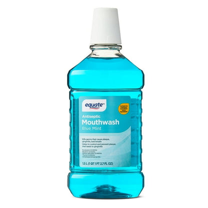 Equate Antiseptic Mouthwash Blue Mint Twin Pack - 2 x 1.5L (50.7 fl oz) - Antibacterial Oral Care, Fresh Breath & Plaque Control
