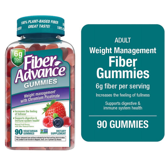 Fiber & Chromium Weight Management Gummies – Natural Fruit Flavor, 90 Count