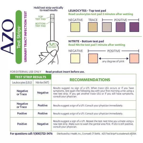 AZO Urinary Tract Infection Test Strips, UTI Test Results in 2 Minutes - 3ct