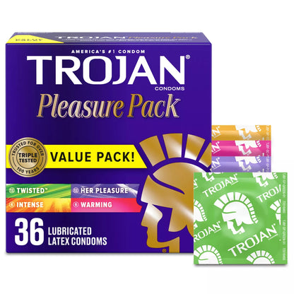 Trojan Pleasure Pack Assorted Lubricated Condoms - 36ct : Target