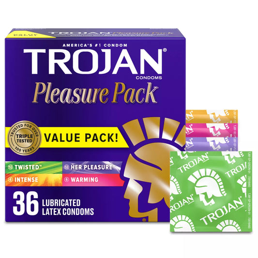 Trojan Pleasure Pack Assorted Lubricated Condoms - 36ct : Target