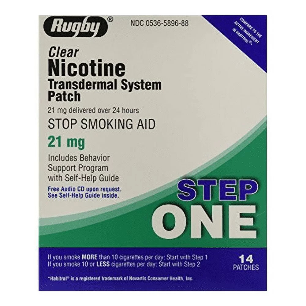 Rugby Nicotine Transdermal System Patch Step 1, 14 patchas