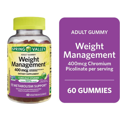 Apple Cider Vinegar Weight Management Gummies – 400mcg, 60 Count