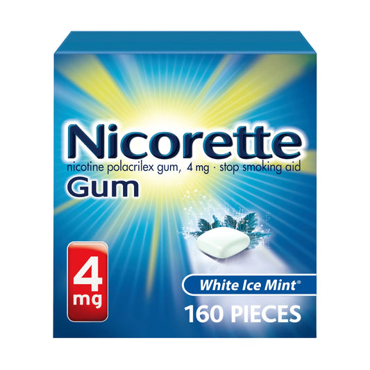 Nicorette Nicotine Gum, Stop Smoking Aids, 4 Mg, White Ice Mint, 160 Count