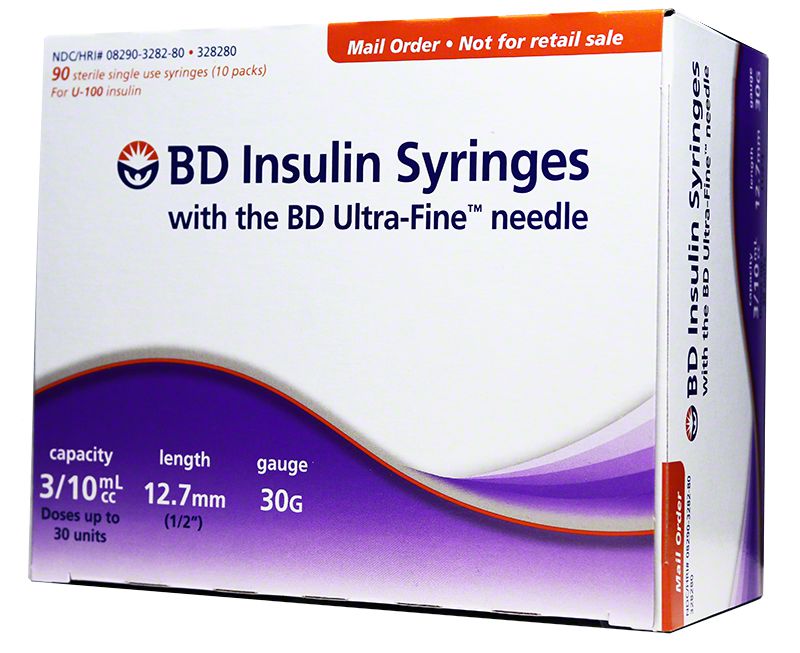 3/10cc, 30G x (12.7mm) 1/2" Insulin Syringes