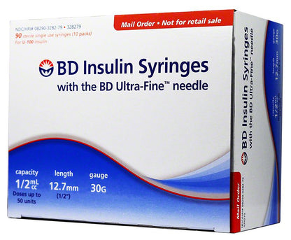 1/2cc, 30Gg x 12.7mm(5/16") Insulin Syringes