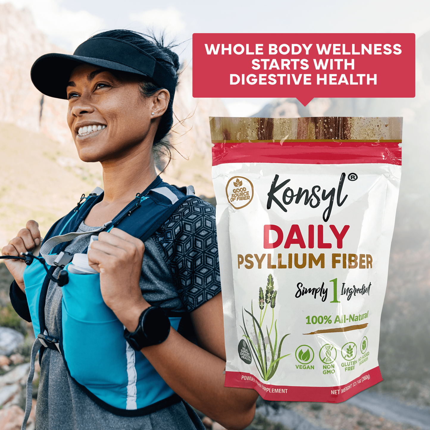 Konsyl Daily Psyllium Fiber Powder – All-Natural & Gluten-Free