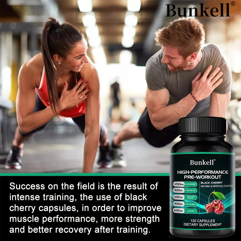 Bunkell Pre-Workout Supplement - Amino Acids, Creatine HCI, Citrulline Malate, Beta-Alanine To Improve Athletic Performance