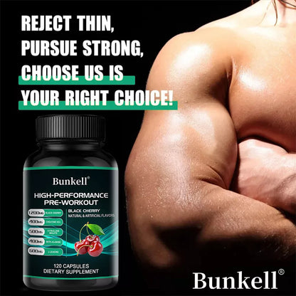 Bunkell Pre-Workout Supplement - Amino Acids, Creatine HCI, Citrulline Malate, Beta-Alanine To Improve Athletic Performance