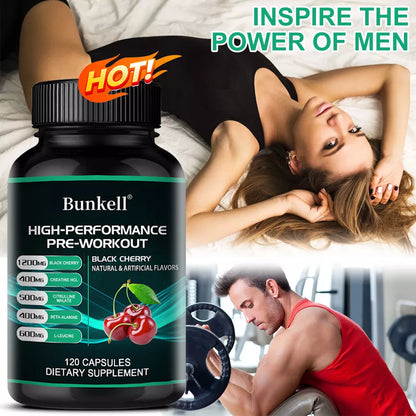 Bunkell Pre-Workout Supplement - Amino Acids, Creatine HCI, Citrulline Malate, Beta-Alanine To Improve Athletic Performance